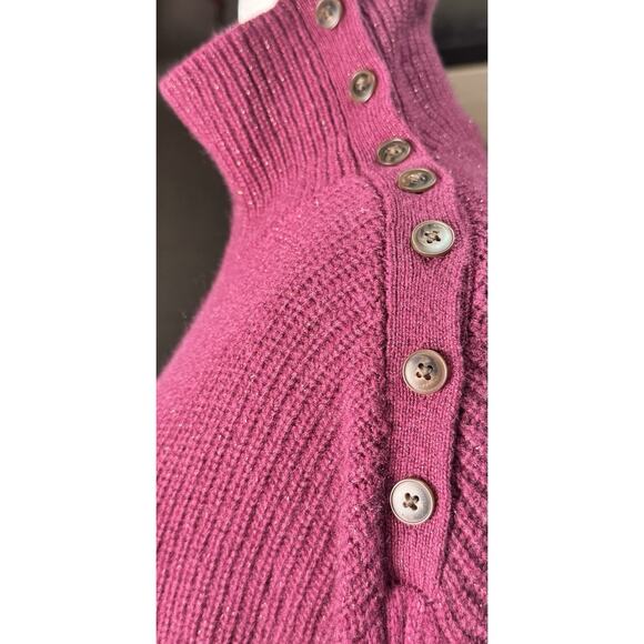Garnet Hill Recycled Cashmere Raspberry Shimmer Turtleneck Tunic Sweater XS - Picture 9 of 9